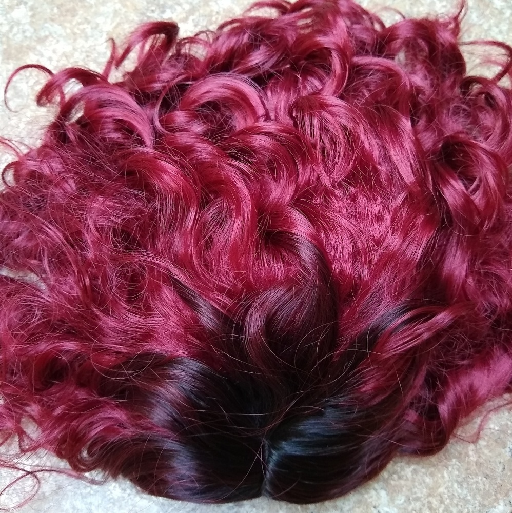 Black/burgundy ombre wig
